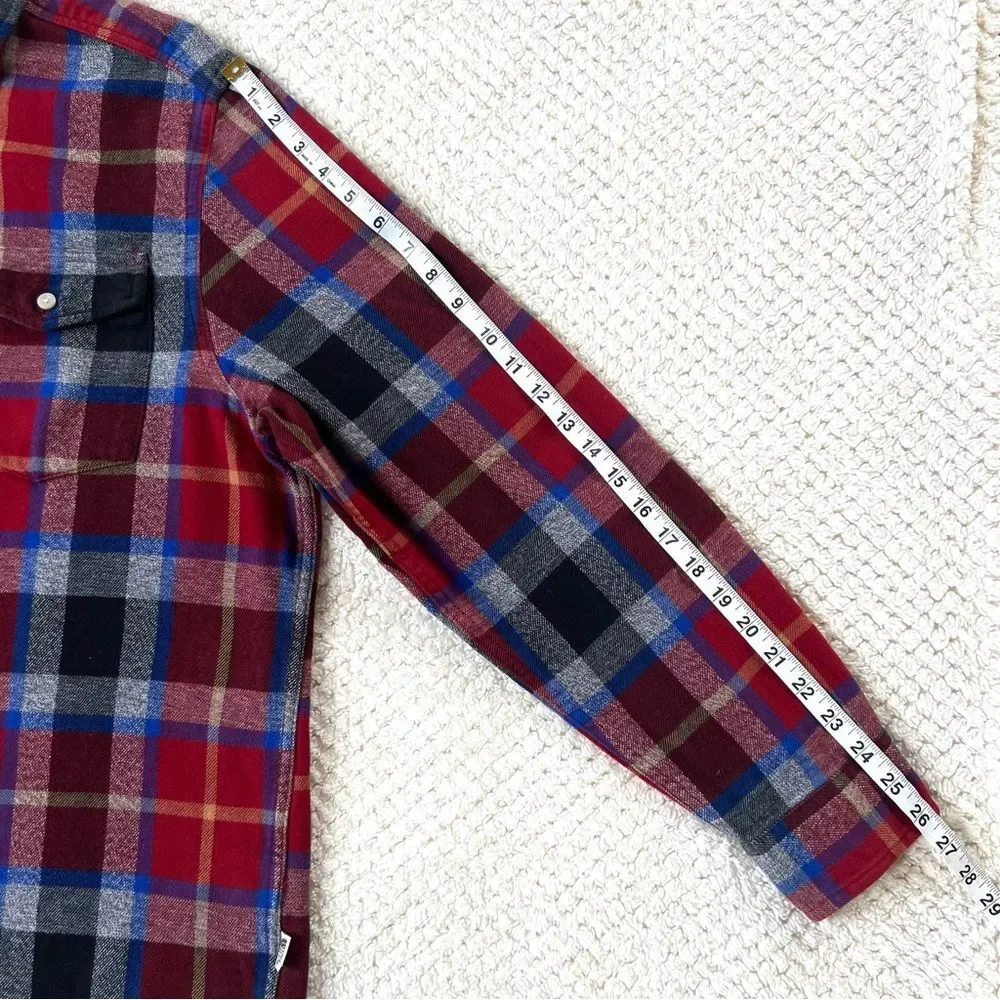 The North Face Arroyo Red Black Blue Plaid Heavyweight Flannel Shirt SZ XL